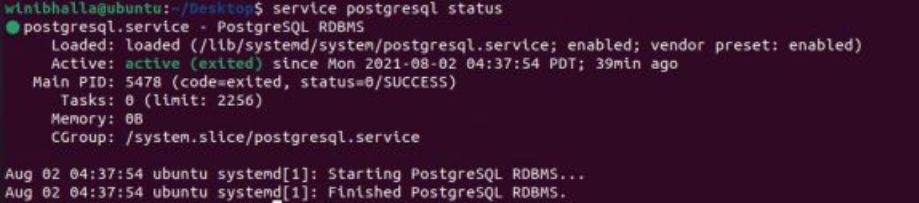 PostgreSQL check status