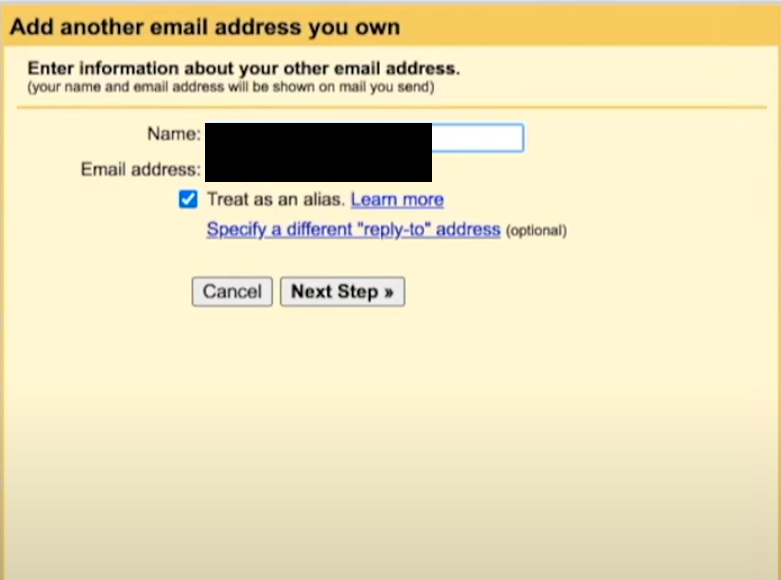 Add another email address window