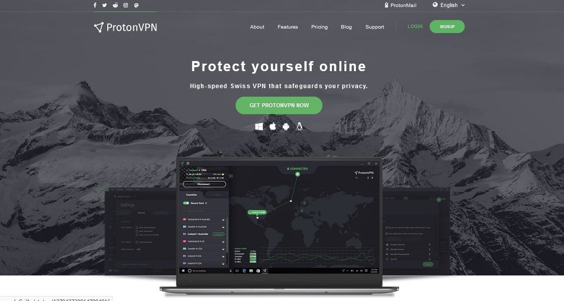 ProtonVPN website screenshot - Le 5 migliori VPN gratuite per Android