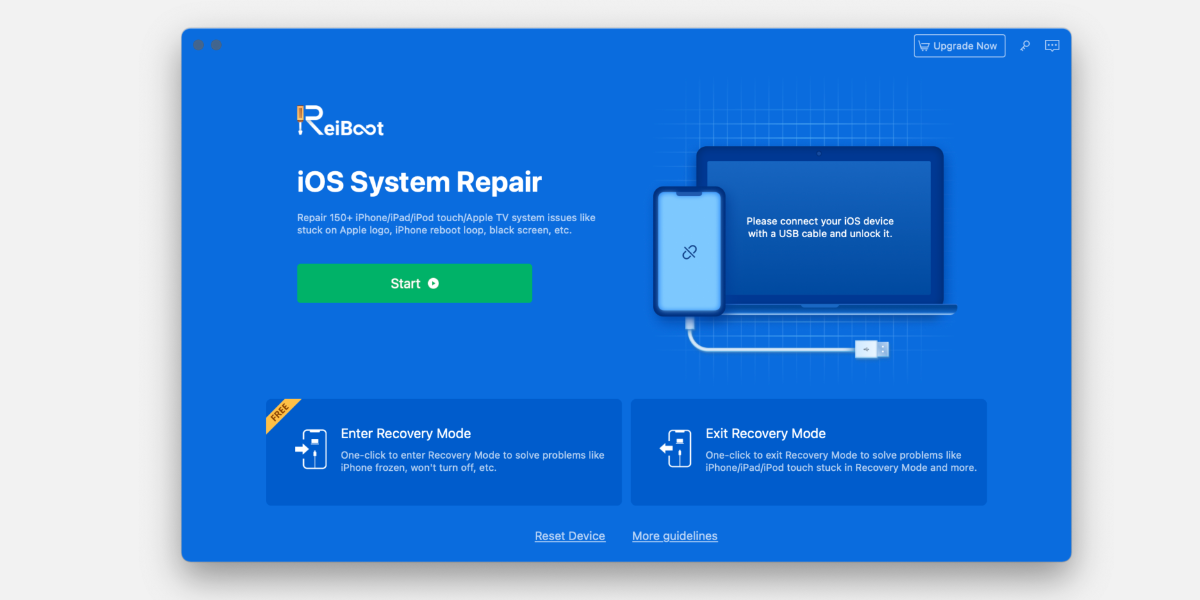 REIboot Main Screen - Come riparare un iPhone che non si avvia