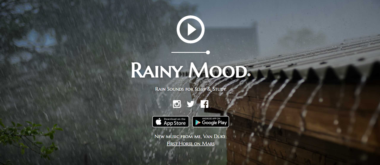 Rainy Mood Main Screen - 6 generatori di rumore ambientale per migliorare la tua concentrazione