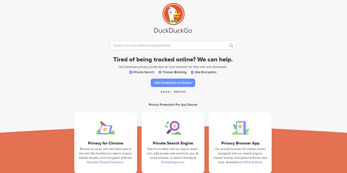 An image showing the internet search engine DuckDuckGo