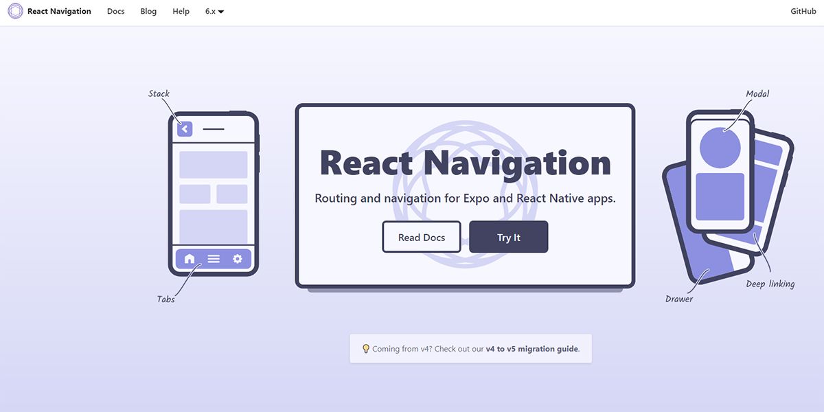 React native navigation. React navigation. React navigation: Stack Navigator. Библиотека компонентов React. React navigation Stack title.