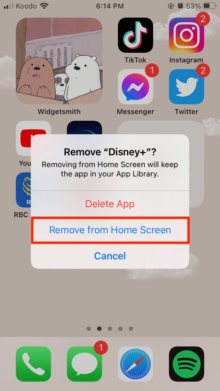 Remove App from Home Screen
