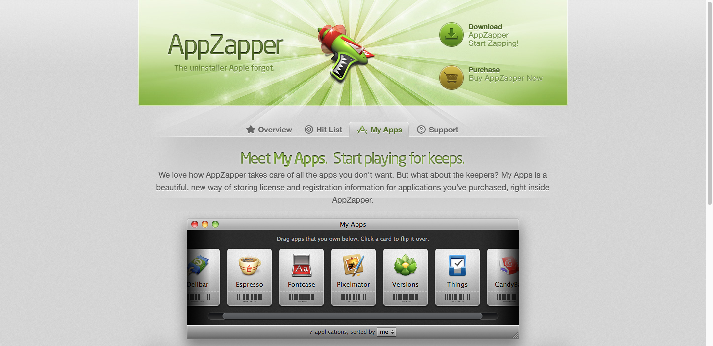 Screenshot of AppZapper MyApps section