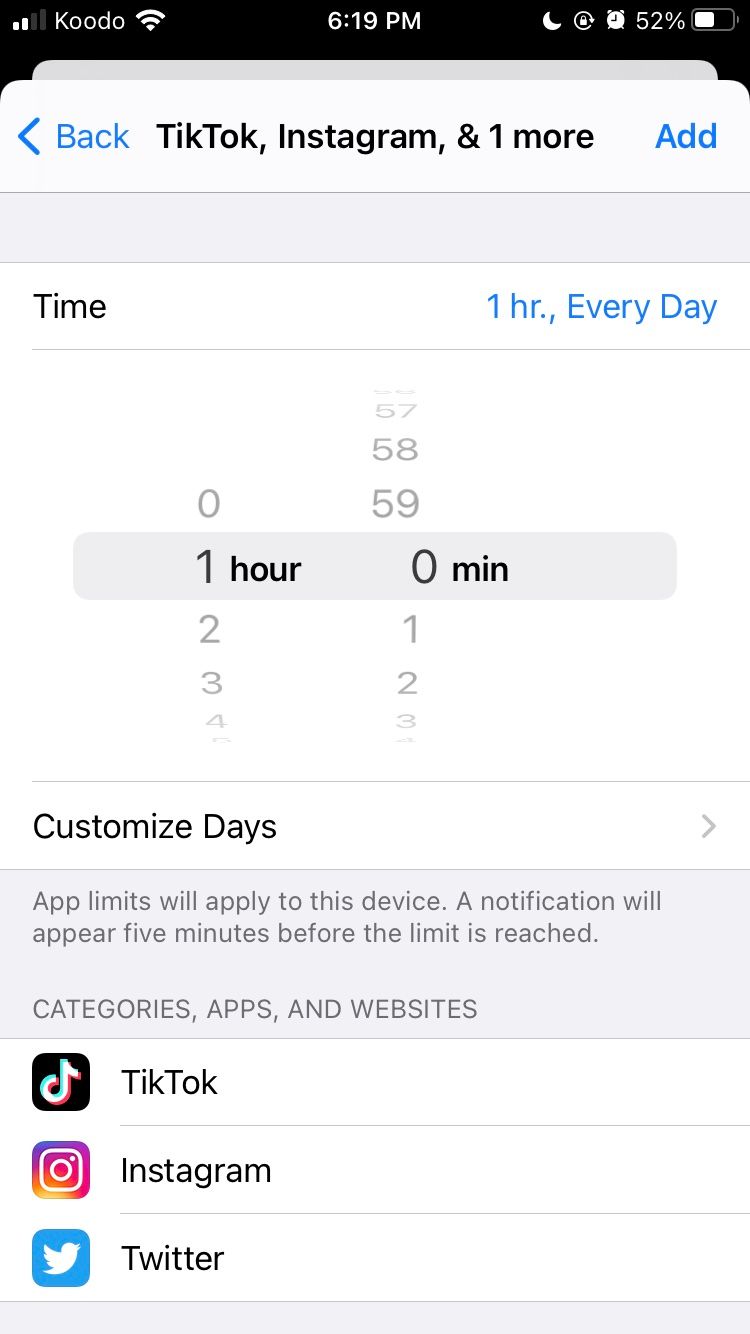 Set the App Limit Times for Your Apps