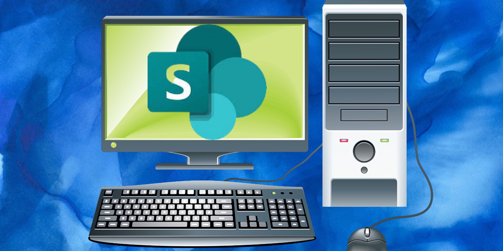 An image showing computer and SharePoint logo