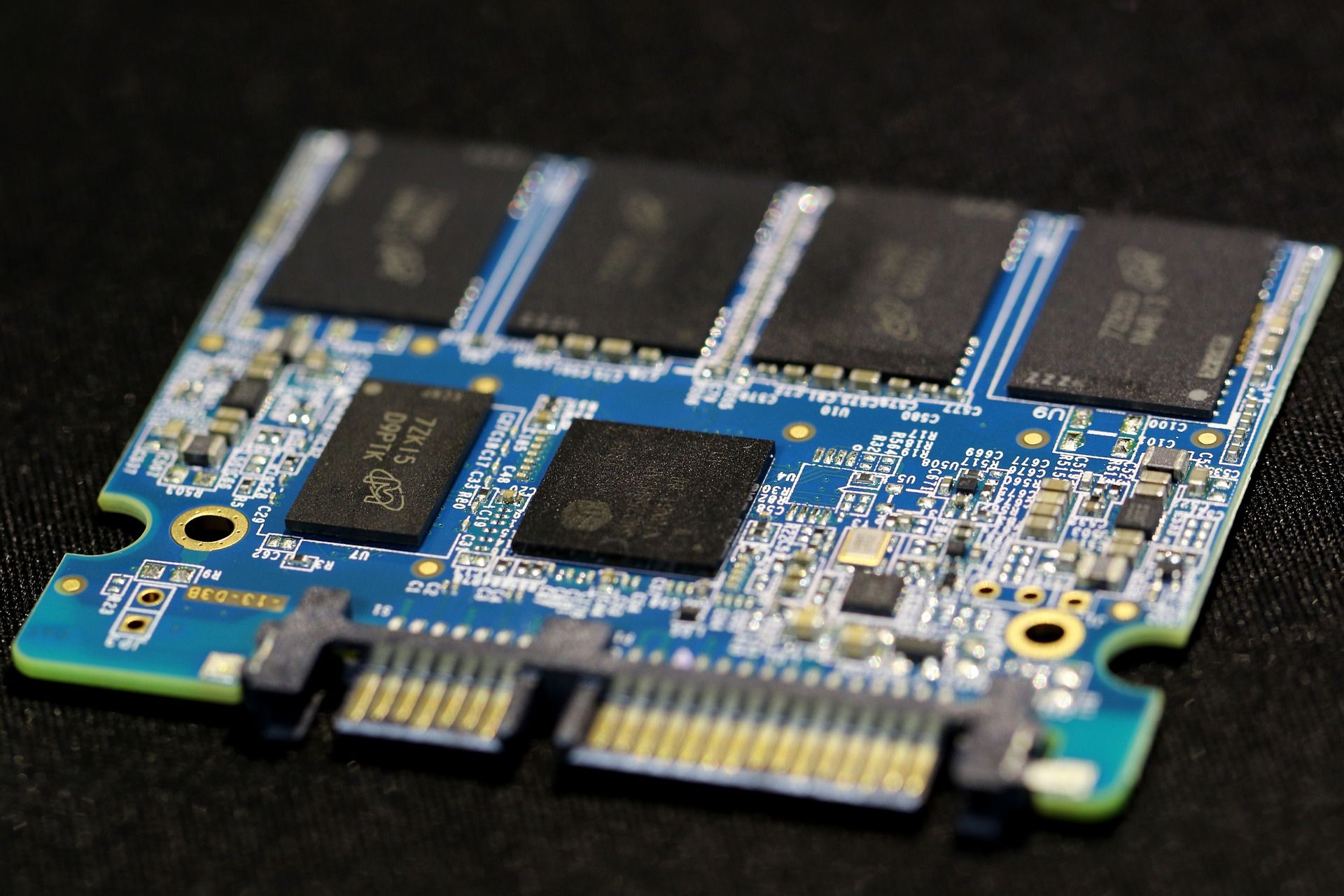 Circuit board of SSD close up