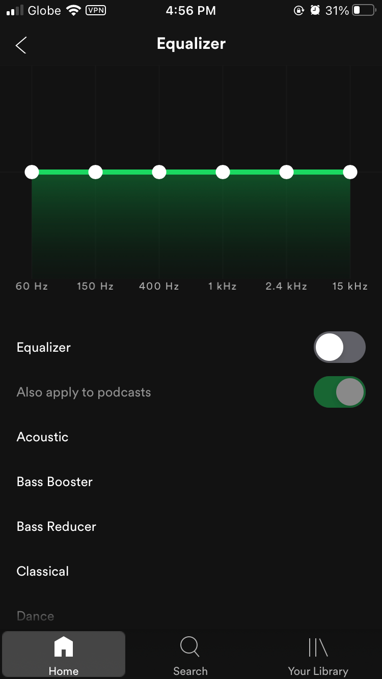 Spotify iOS Equalizer