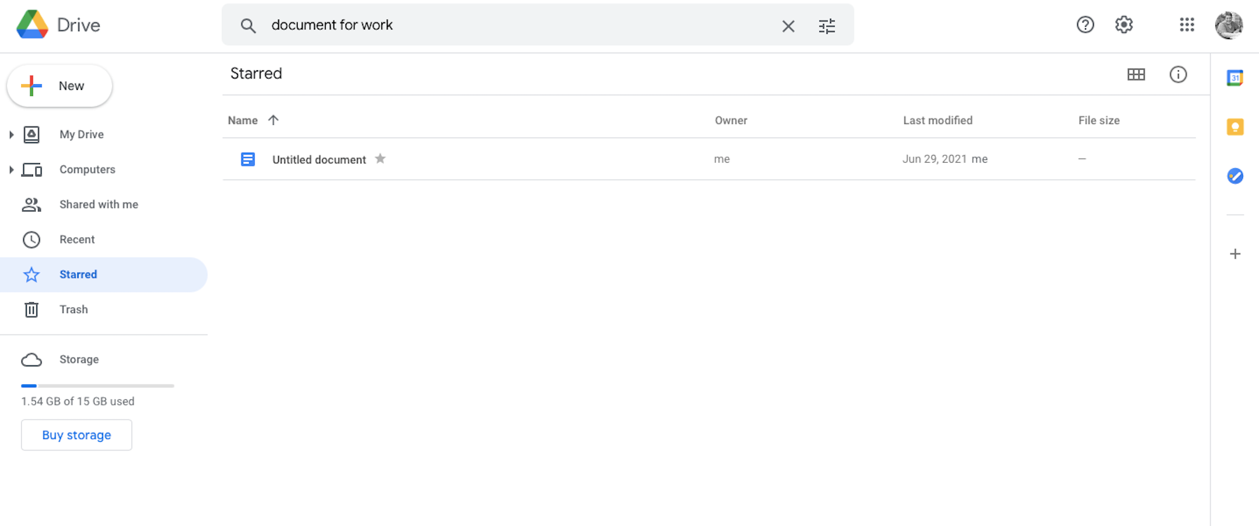 Image shows the Starred Folder inside Google Drive