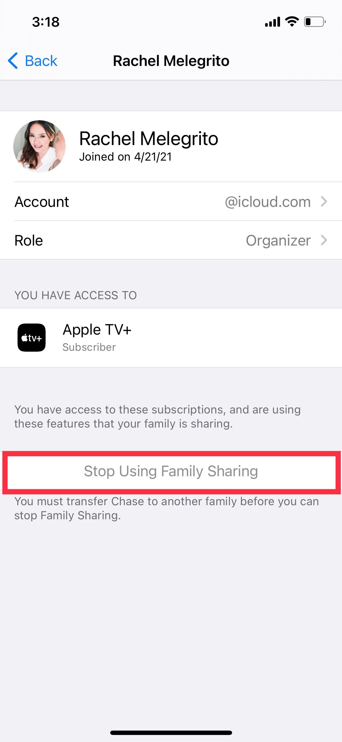Stop Using Family Sharing