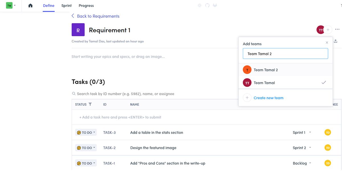 Image showing Requirement Management in Tara