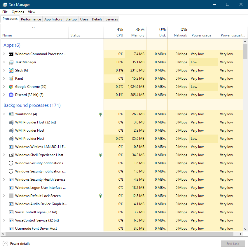 Task Manager Fully Expanded