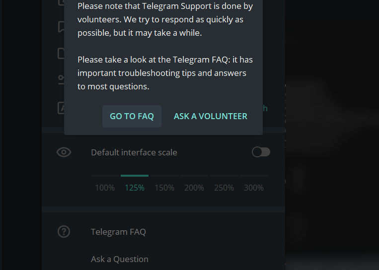 Telegram Support Option