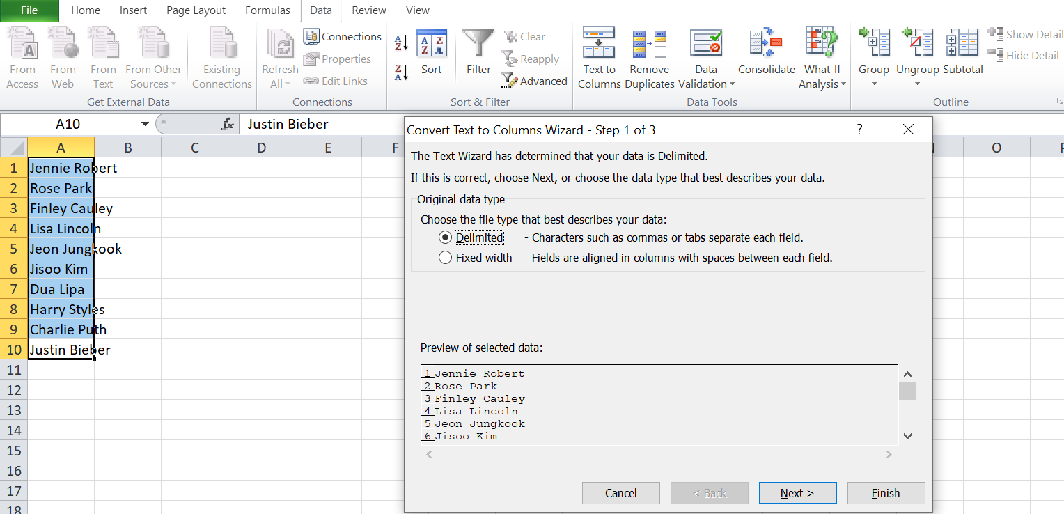 How To Split Excel Cells Using A Delimiter 3581