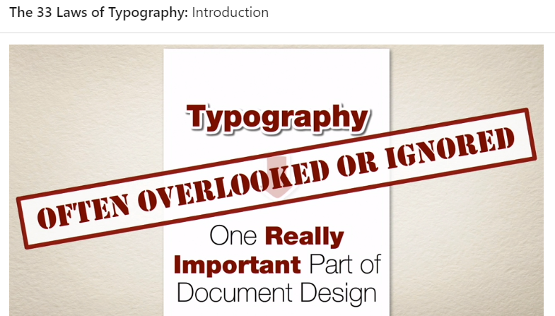 screenshot from the 33 laws of typography introduction course