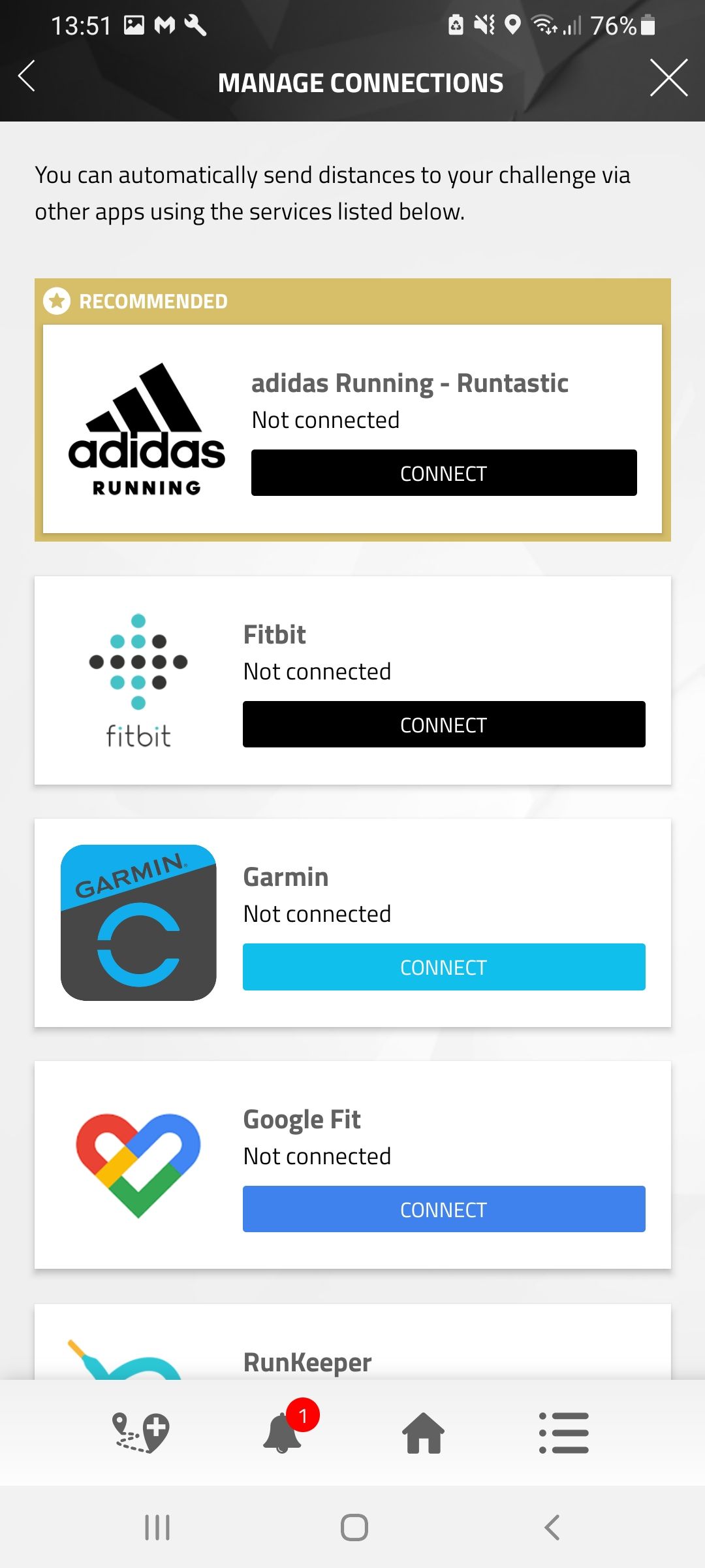 adidas running app garmin connect
