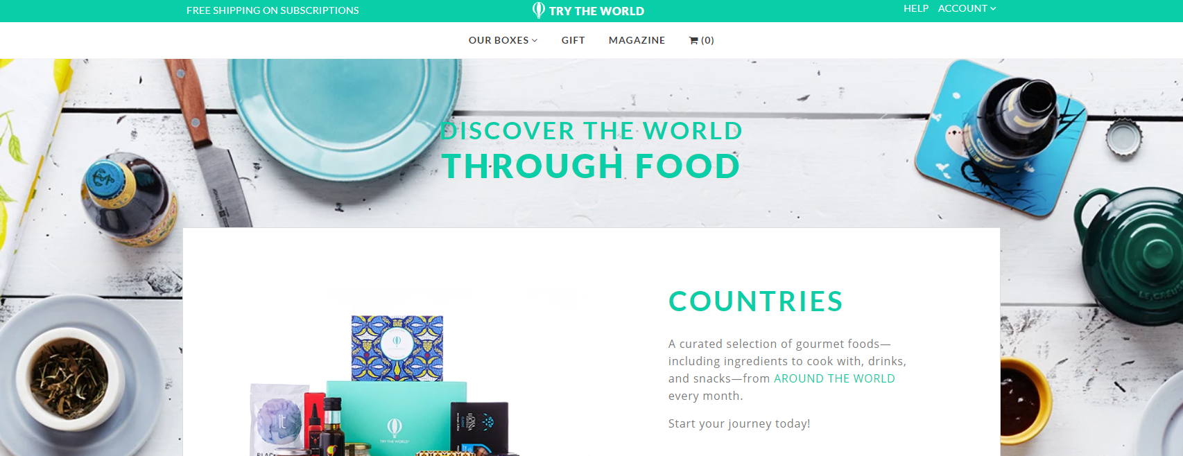 Die 7 besten Abo-Boxen für Snacks - Try The World Landing Page Screenshot