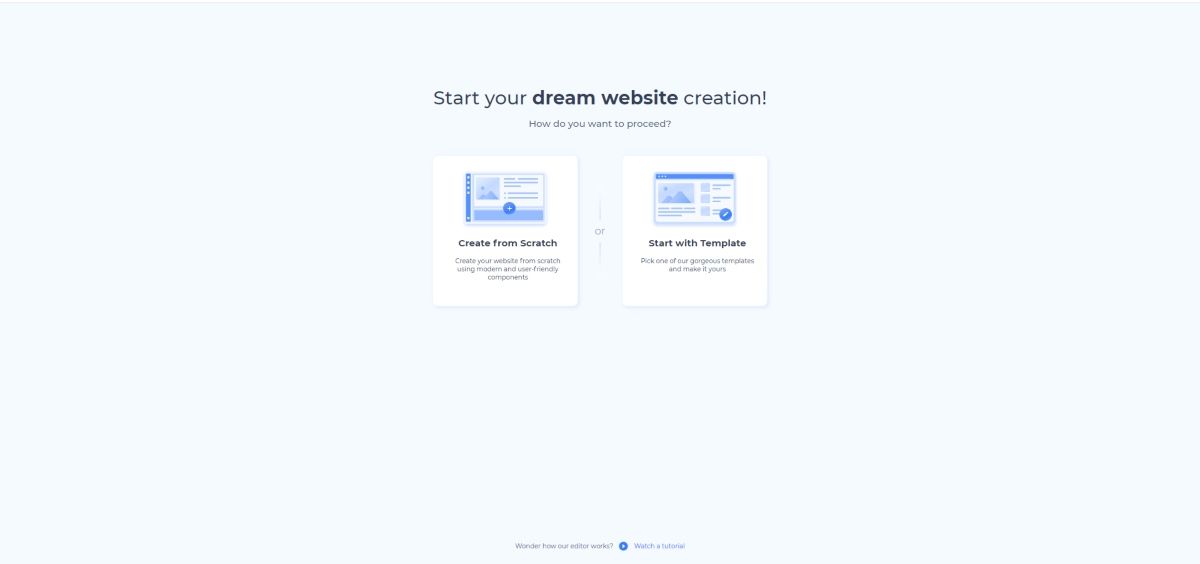Website Creating Options Page in Renderforest