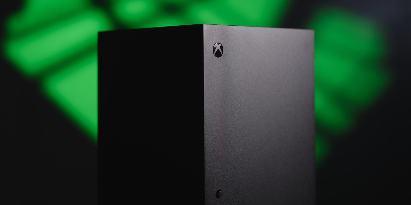 Xbox Series X console with green background