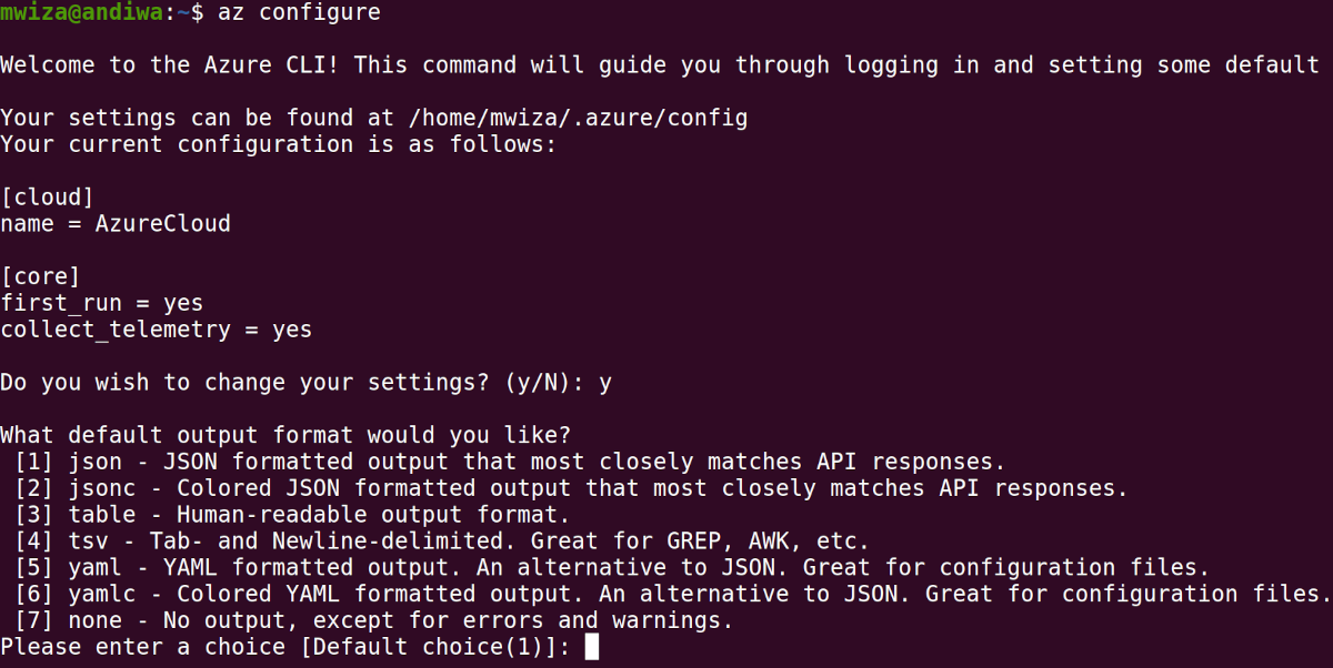 Installieren und Einrichten von Azure CLI unter Ubuntu - azure cli configure settings
