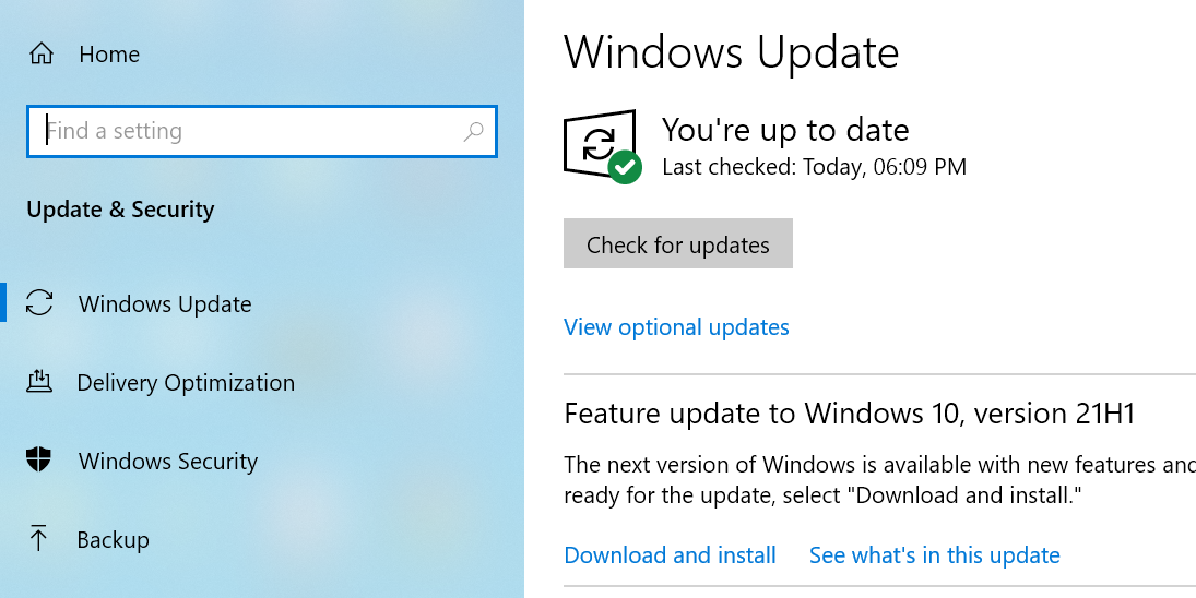 Check Windows 10 updates