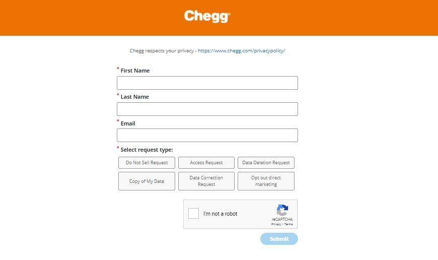 A Chegg account deletion inquiry in the making.