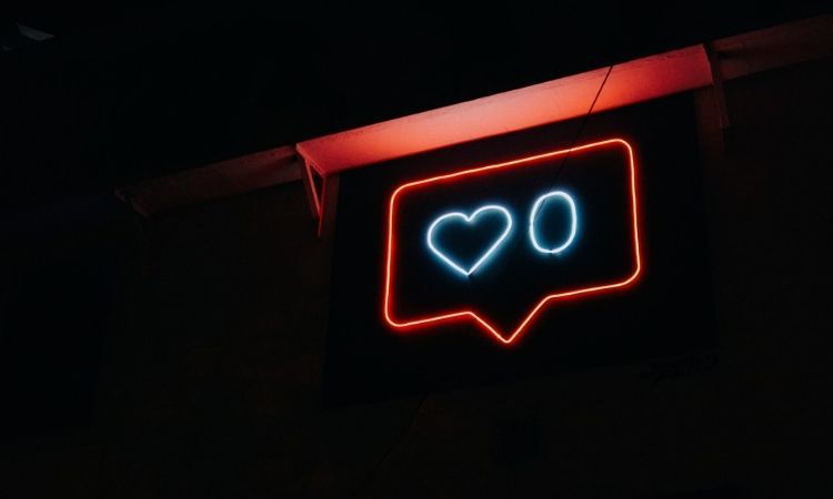 instagram neon heart sign zero likes