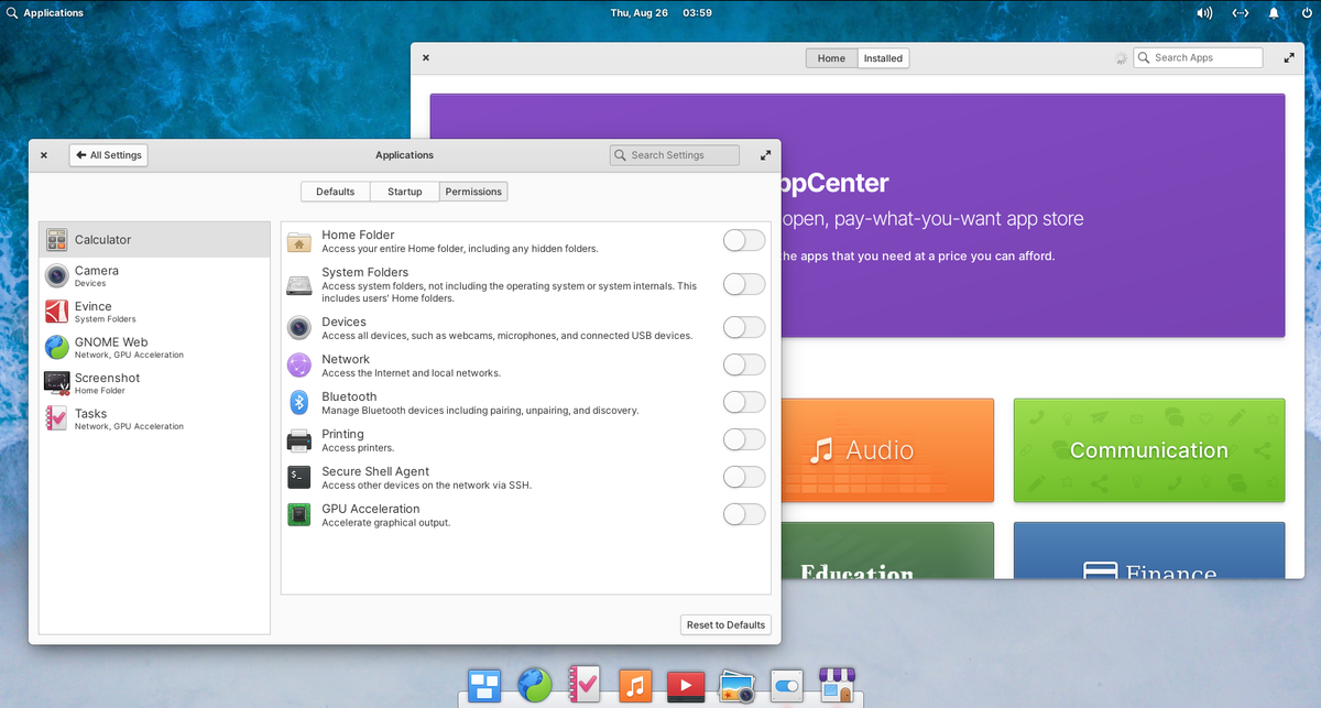 elementary OS flatpak app permissions appcenter