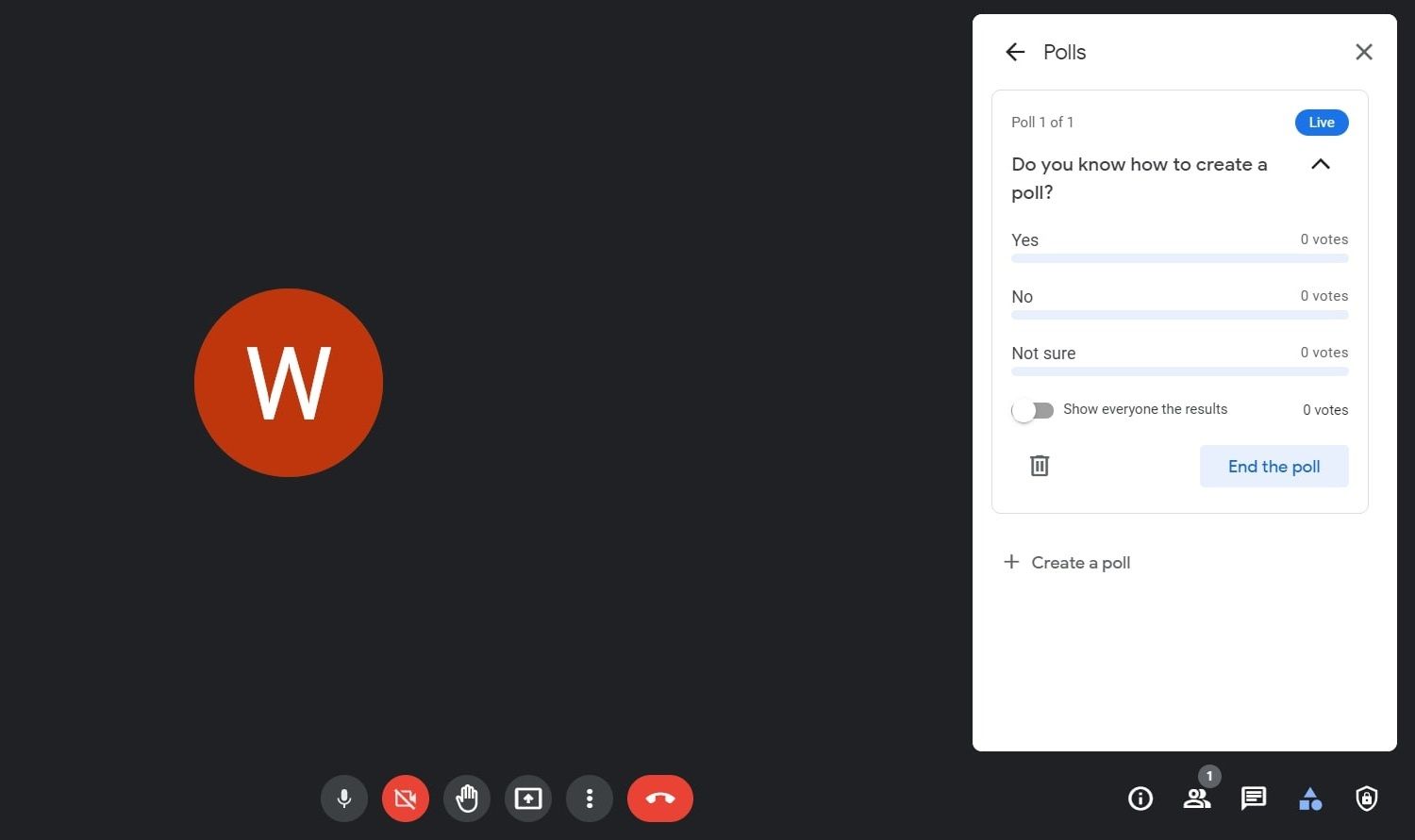 So erstellen und verwenden Sie Umfragen in Google Meet - end delete poll google meet