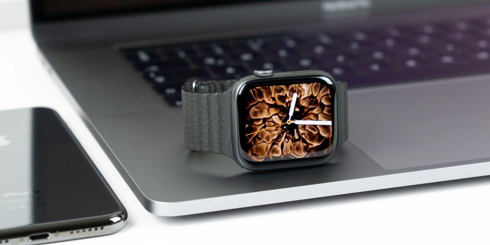 Apple Watch on top of a MacBook