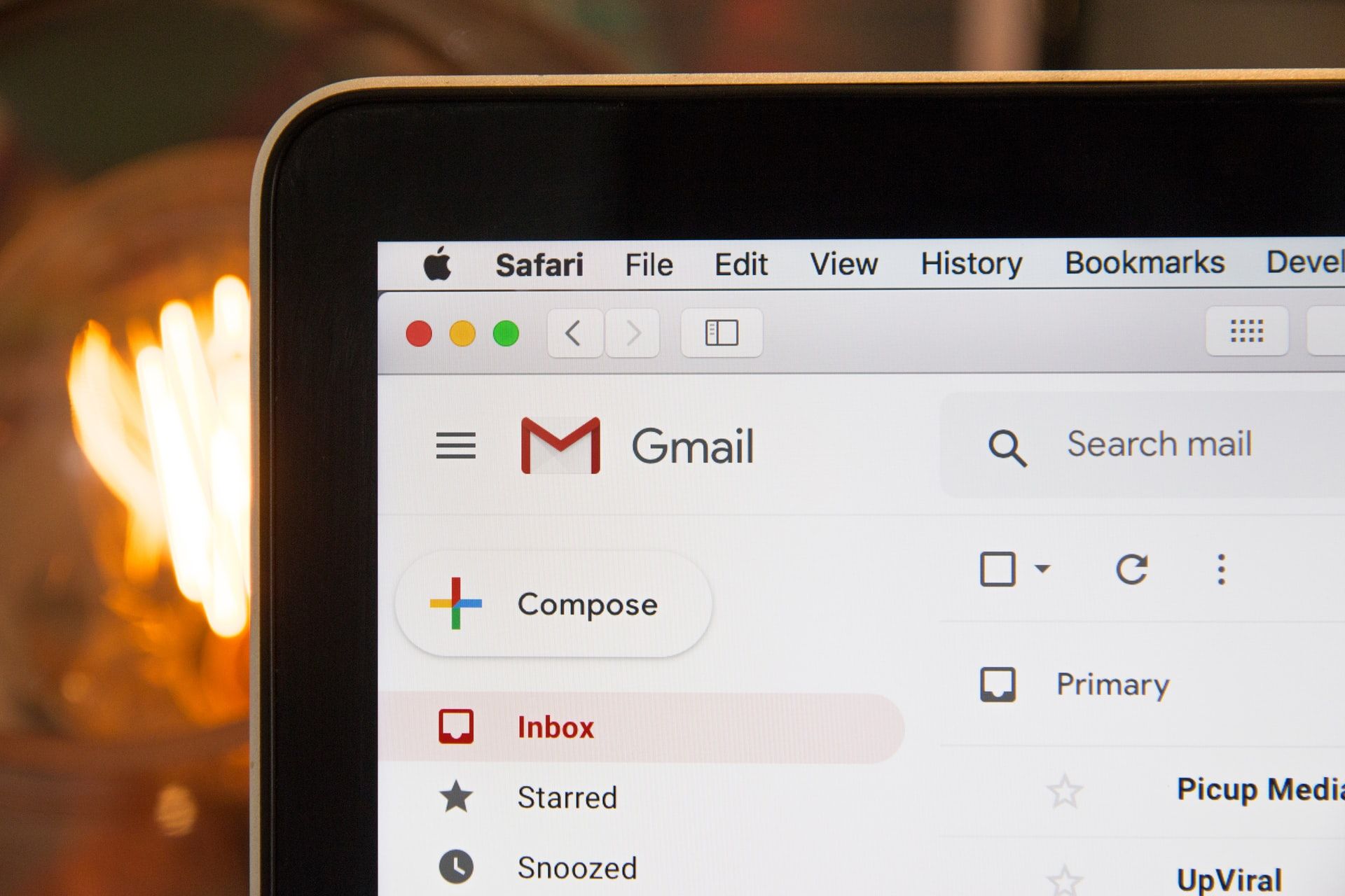 Gmail open on Safari.