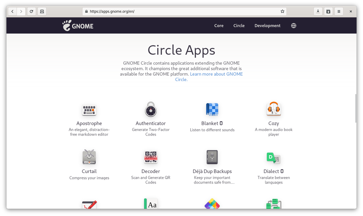 GNOME circle apps website