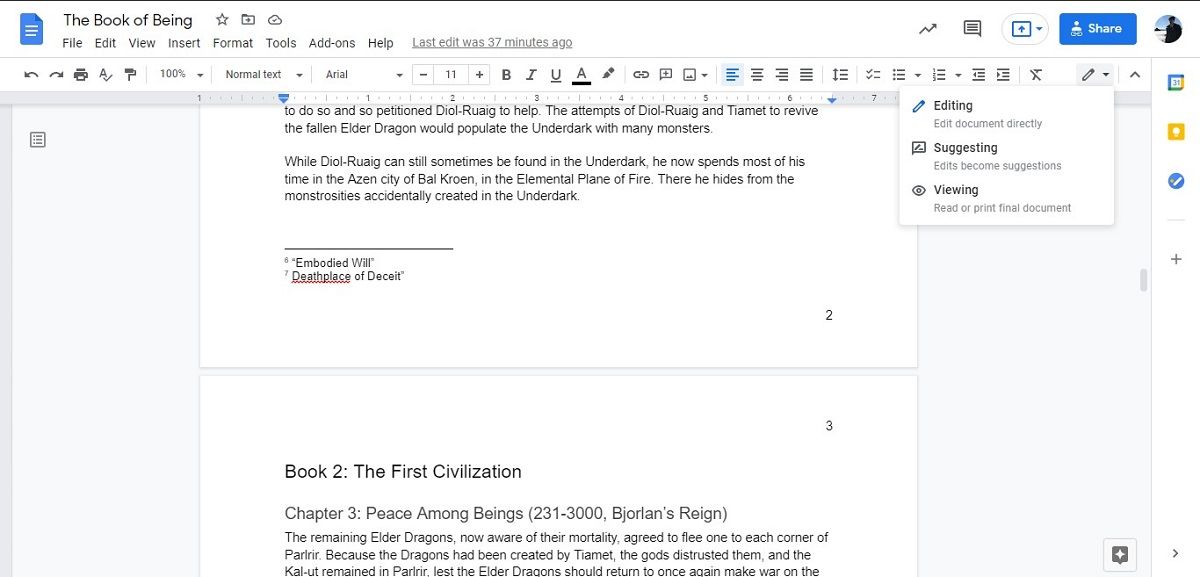 Changing how you interact with a Google Doc.