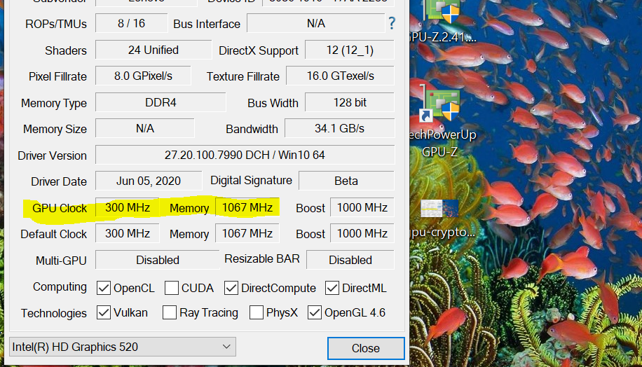 GPU and Memory clock speeds from GPU-Z