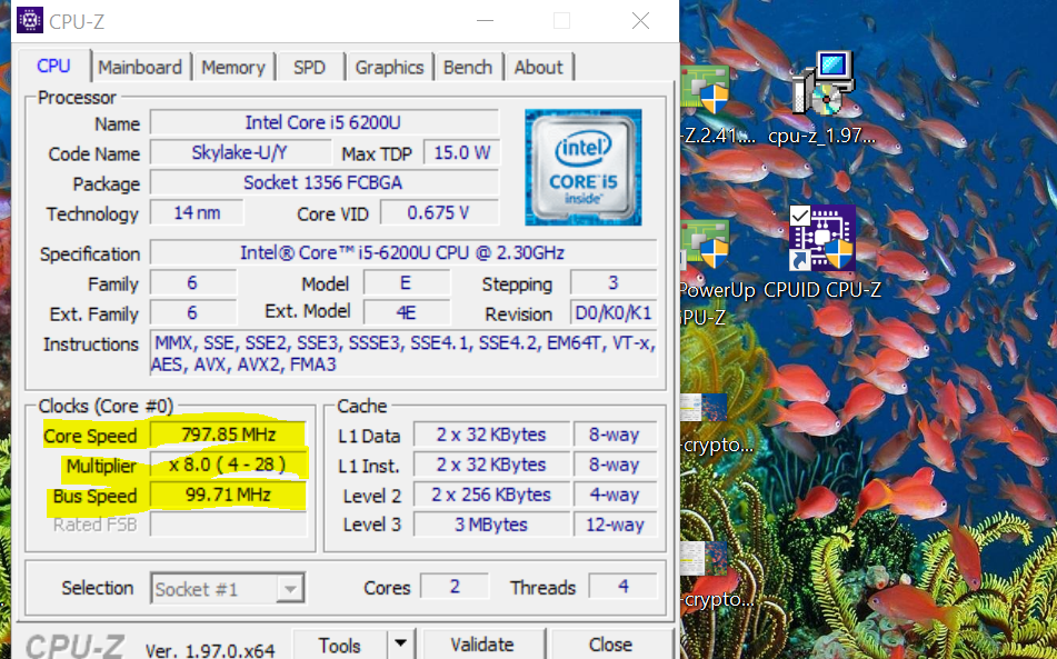 CPU-Z listing specs