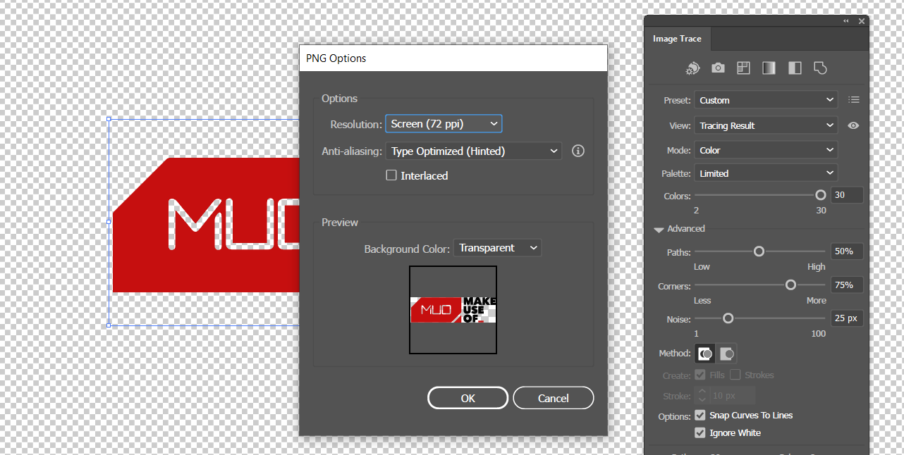 PNG Options in Adobe Illustrator