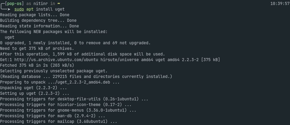 Installing uGet via terminal