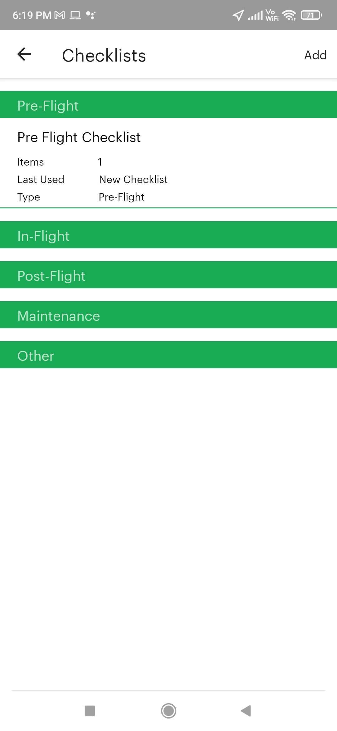 Make checklists for pre-flight, in-flight, and post-flight drone photography sessions in Aloft