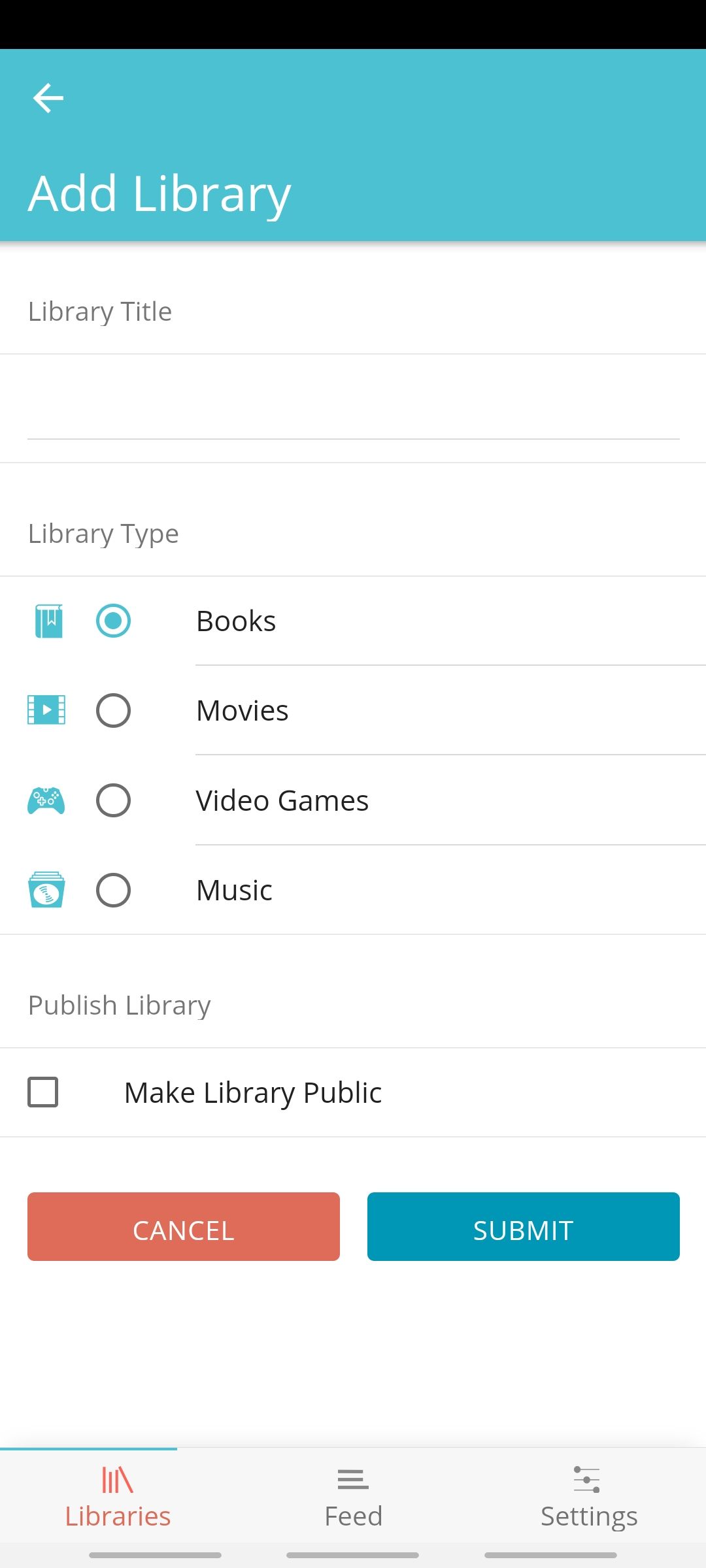 libib app adding a new library for books 