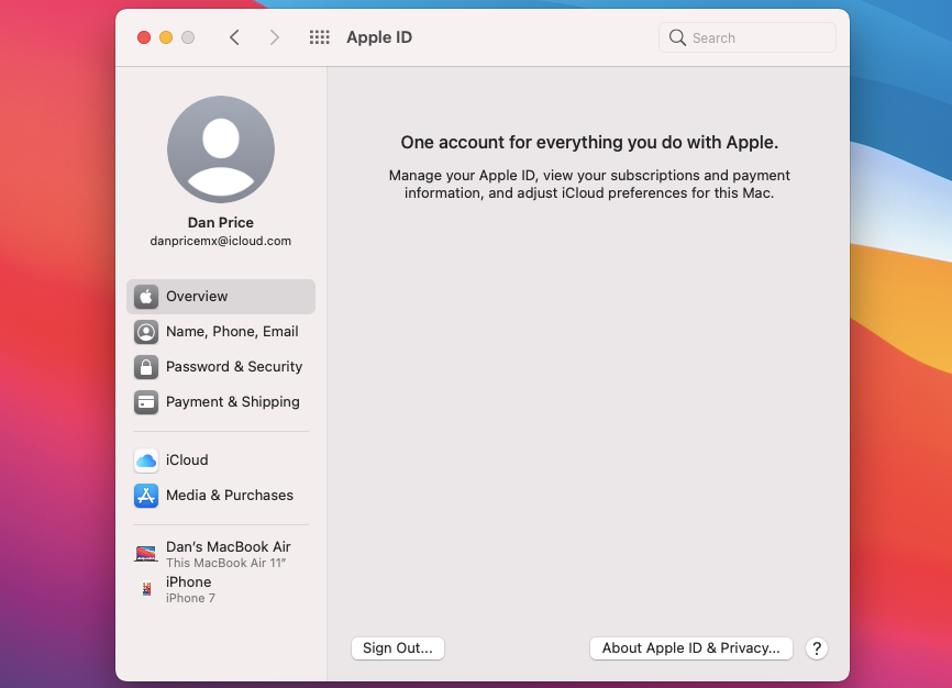 macos icloud account