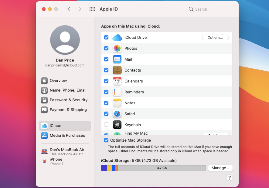 برنامه های macos icloud