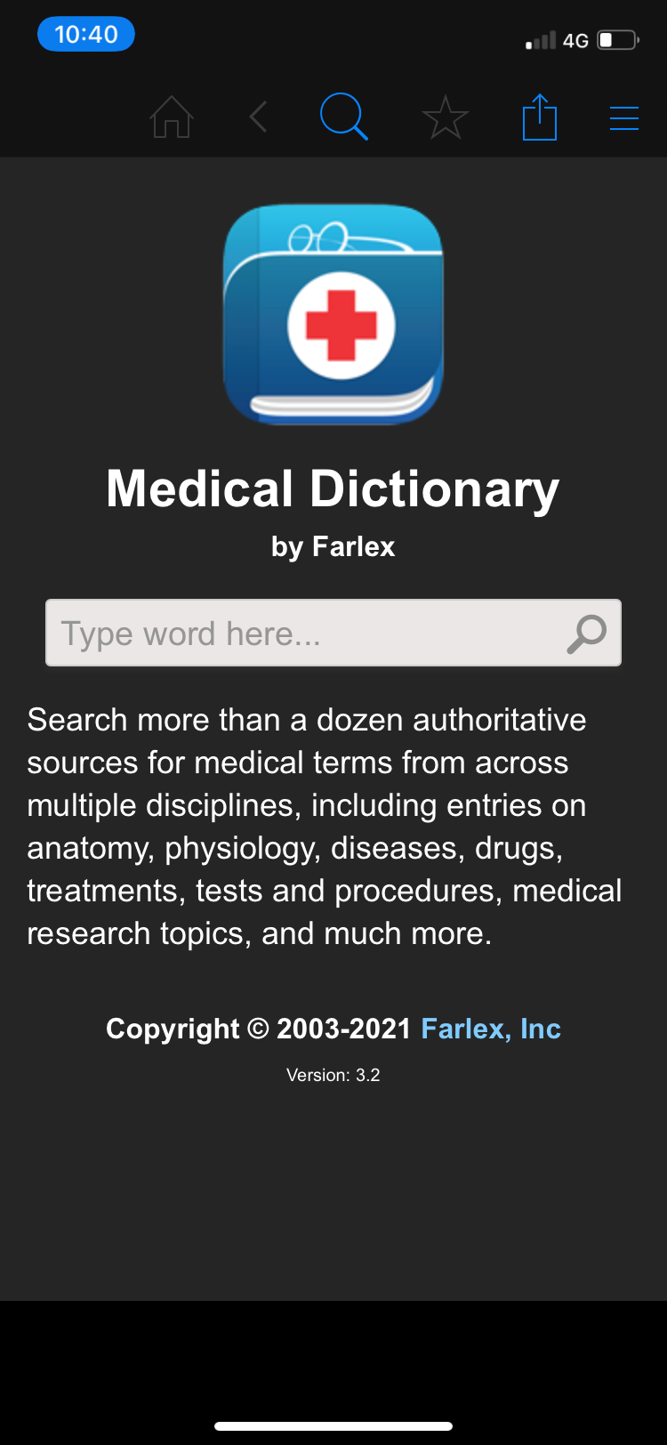 medical dictionary homepage