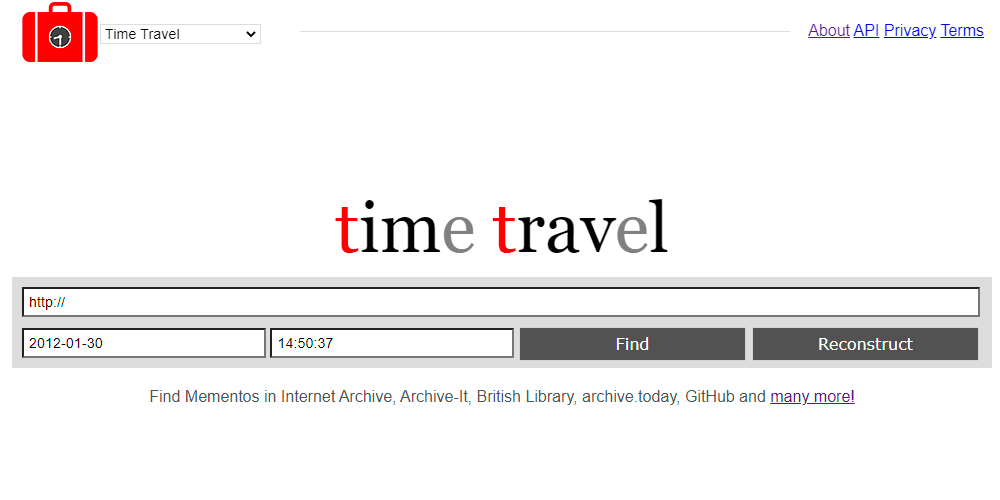 8 Tools zum Anzeigen alter Versionen jeder Website - memento time travel screenshot