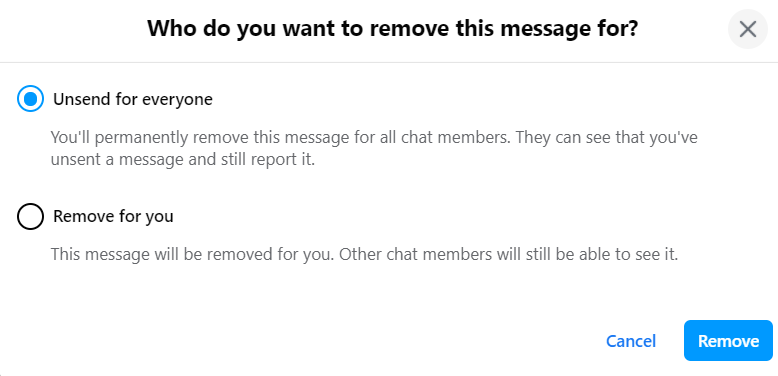 messenger delete message