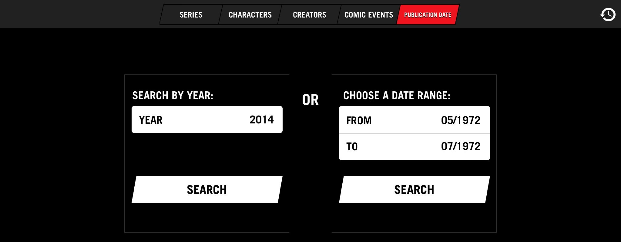 Month and/or year search on Marvel Unlimited.
