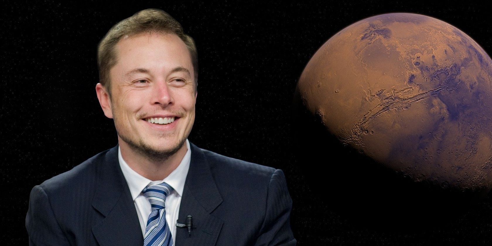 Photo of Elon Musk next to Mars