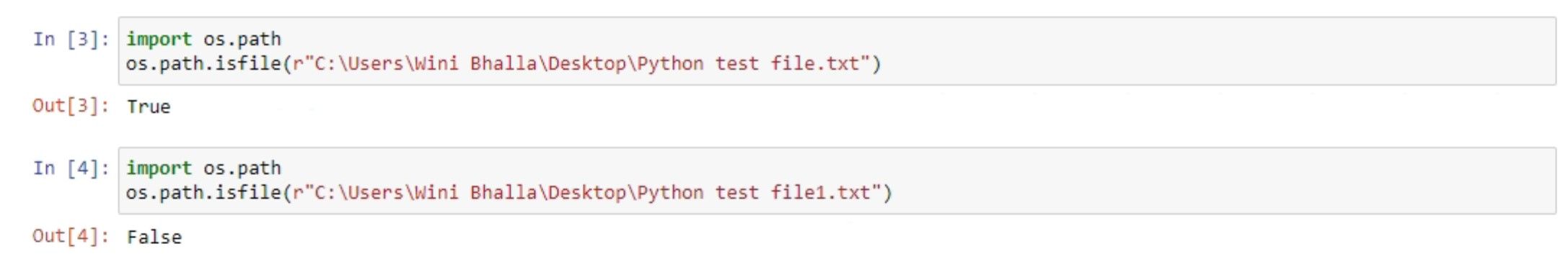 Using os.path.isfile(path) in Python to check a file's status