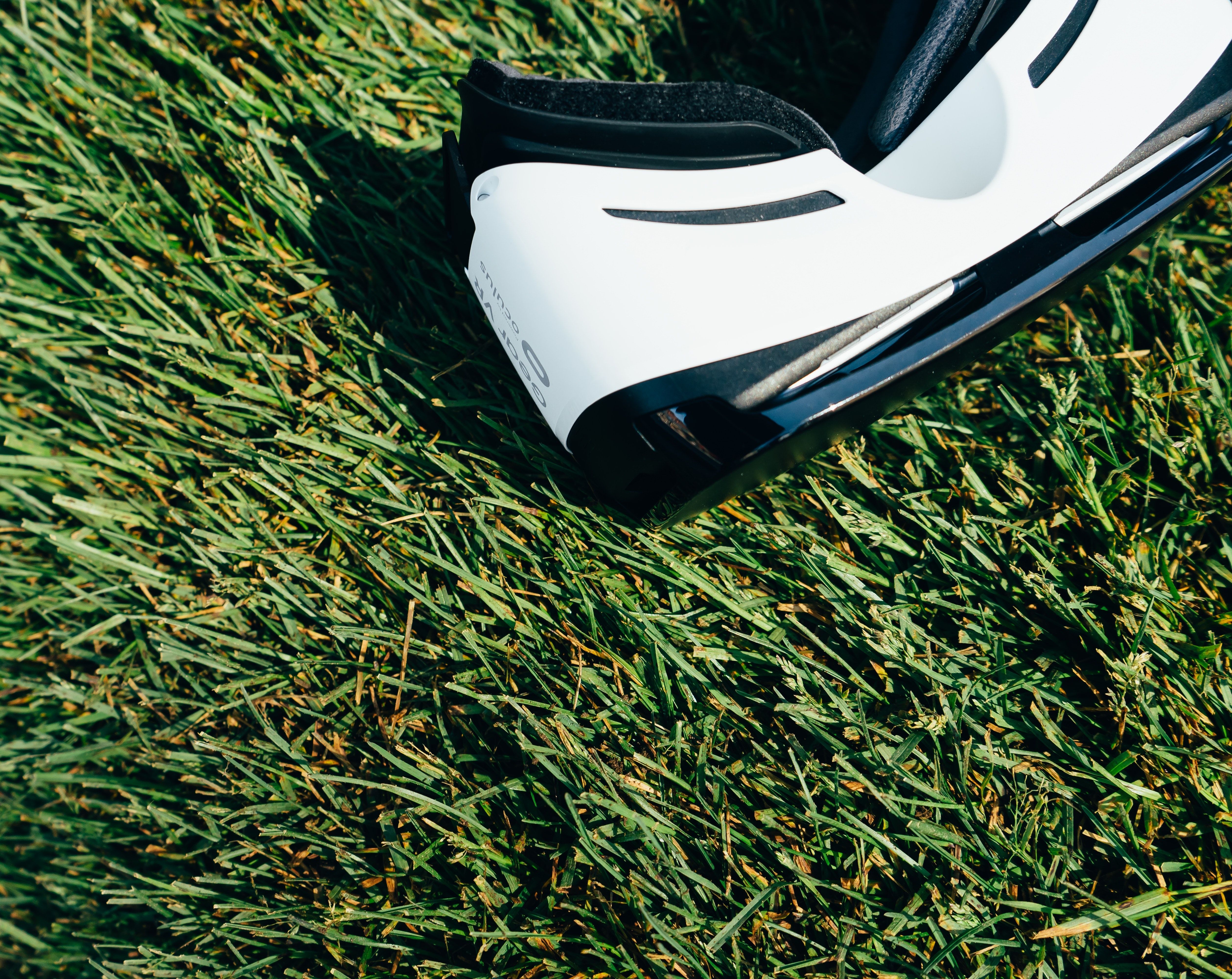 VR headset on grass