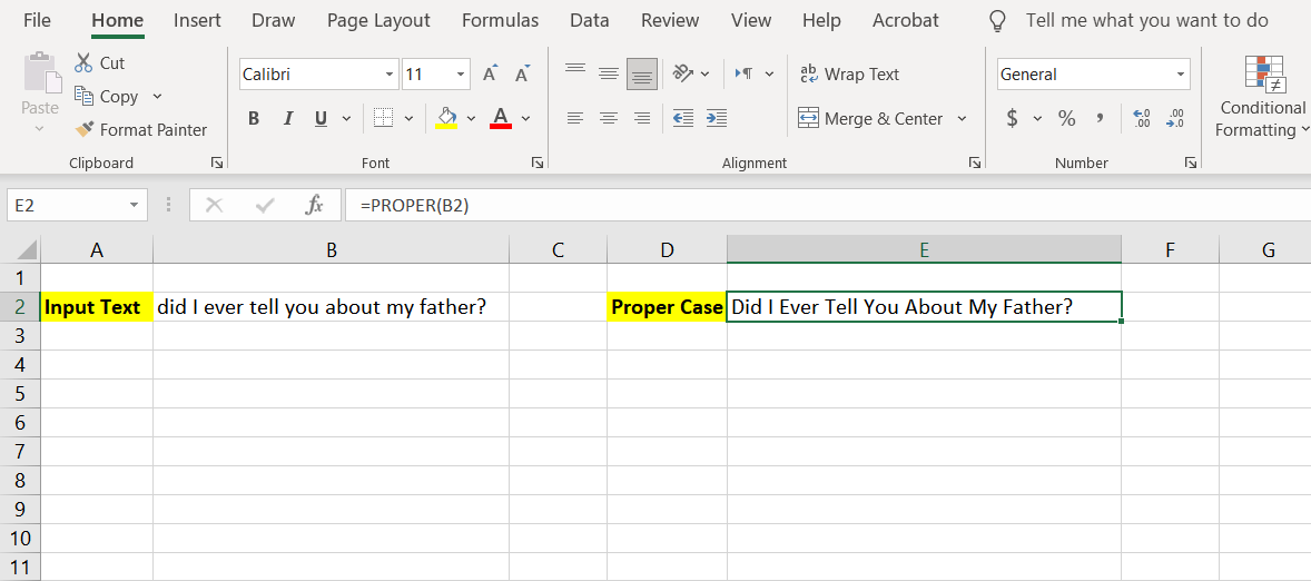 proper case - Come modificare le maiuscole e le minuscole in Excel usando le formule
